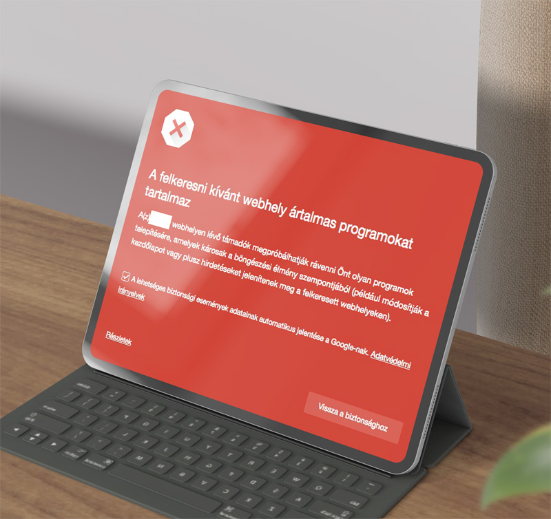 Szégyenfalra került weboldal riasztásról készült képernyőkép